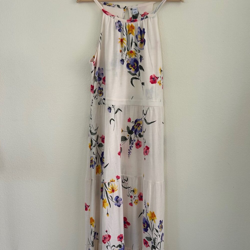 Old Navy Maxi Dress Floral Tiered Sleeveless Summer Tiered Boho Vacation Relaxed - Picture 7 of 7